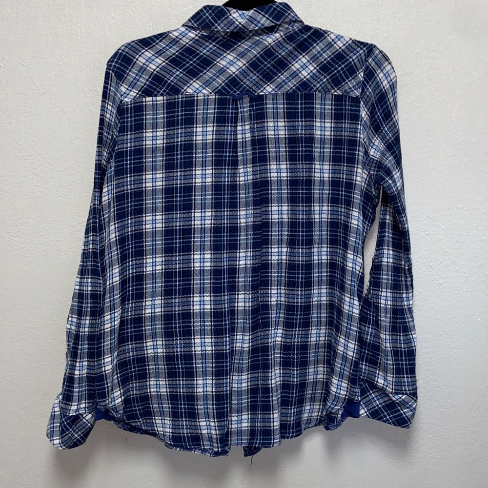 Kut from the Kloth Women’s Blue Plaid Button Down Long Sleeve Shirt 3622 - Picture 4 of 7